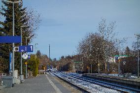 Bavarian Train Station Bad Toelz Served By BRB Trains