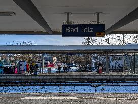 Bavarian Train Station Bad Toelz Served By BRB Trains