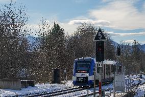 Bavarian Train Station Bad Toelz Served By BRB Trains