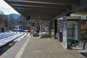 Bavarian Train Station Bad Toelz Served By BRB Trains