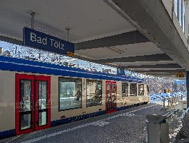 Bavarian Train Station Bad Toelz Served By BRB Trains