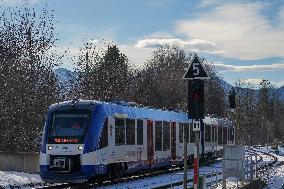 Bavarian Train Station Bad Toelz Served By BRB Trains