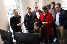 Saskia Esken, Leader Of SPD Party, Visits Esport Player Foundation In Cologne For The Upcoming Election Campaign