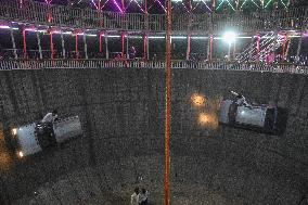 Daredevils Performs Stunts At A State Fair In India.