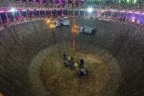 Daredevils Performs Stunts At A State Fair In India.