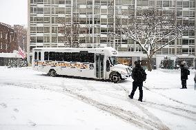 Snowstorm Hits Washington DC On Morning Of January 6th Causing Dangerous Roads