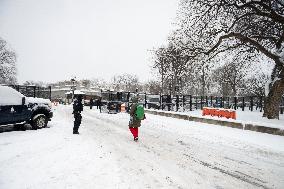 Snowstorm Hits Washington DC On Morning Of January 6th Causing Dangerous Roads