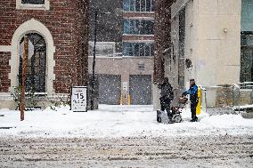 Snowstorm Hits Washington DC On Morning Of January 6th Causing Dangerous Roads