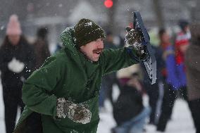 Snowball Fight On National Mall