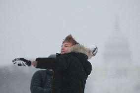 Snowball Fight On National Mall