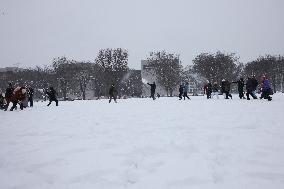 Snowball Fight On National Mall