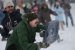 Snowball Fight On National Mall