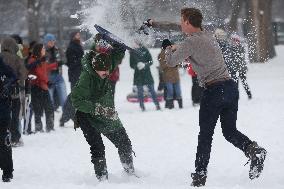 Snowball Fight On National Mall