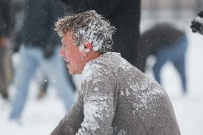 Snowball Fight On National Mall