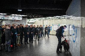 Bruno Retailleau at Chatelet Les halles metro station - Paris AJ