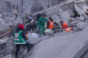 Palestinians Survey The Damage Caused By An Israeli Strike - Gaza