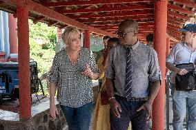 Marine Le Pen Visits The Heavily Damaged Cite Du Nord Multi-Purpose Secondary School - Acoua