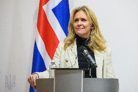 Ukraine's Foreign Minister Andrii Sybiha And Iceland’s Foreign Minister Thorgerdur Katrin Gunnarsdottir Attend A Joint Press Con