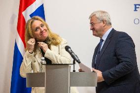 Ukraine's Foreign Minister Andrii Sybiha And Iceland’s Foreign Minister Thorgerdur Katrin Gunnarsdottir Attend A Joint Press Con