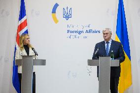 Ukraine's Foreign Minister Andrii Sybiha And Iceland’s Foreign Minister Thorgerdur Katrin Gunnarsdottir Attend A Joint Press Con