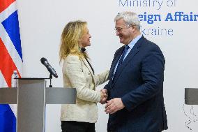 Ukraine's Foreign Minister Andrii Sybiha And Iceland’s Foreign Minister Thorgerdur Katrin Gunnarsdottir Attend A Joint Press Con