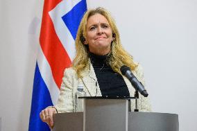 Ukraine's Foreign Minister Andrii Sybiha And Iceland’s Foreign Minister Thorgerdur Katrin Gunnarsdottir Attend A Joint Press Con