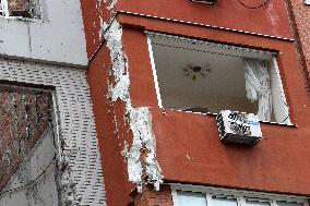 Apartment block damaged by Russian missile attack in Dnipro