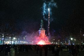 Gathering to celebrate Jean-Marie Le Pen's Death - Paris