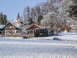 Cars On Snow-covered Roads In Bavaria