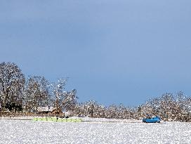 Cars On Snow-covered Roads In Bavaria