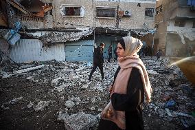 Aftermath of Israeli Airstrike in Gaza, Palestine