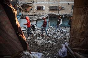 Aftermath of Israeli Airstrike in Gaza, Palestine