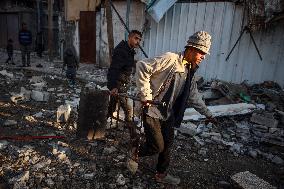 Aftermath of Israeli Airstrike in Gaza, Palestine