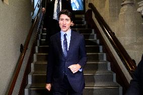 Justin Trudeau Leaves A Liberal Caucus Meeting - Ottawa