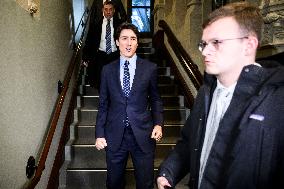 Justin Trudeau Leaves A Liberal Caucus Meeting - Ottawa