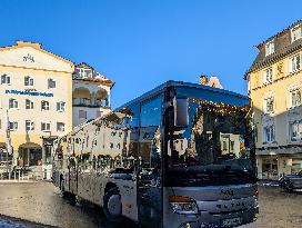 Bus Transporting Travelers To Neuschwanstein And Hohenschwangau Castles