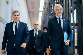 Les Republicains (LR) party leaves after a Meeting on the preparation of the 2025 Budget - Paris AJ