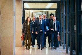 Les Republicains (LR) party leaves after a Meeting on the preparation of the 2025 Budget - Paris AJ