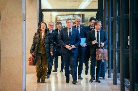 Les Republicains (LR) party leaves after a Meeting on the preparation of the 2025 Budget - Paris AJ