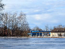 Partially Frozen Pond