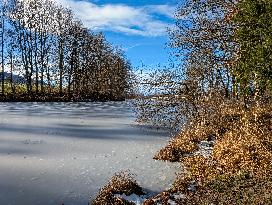 Partially Frozen Pond