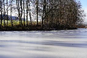 Partially Frozen Pond