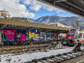 Trains At Kufstein Station In Austria