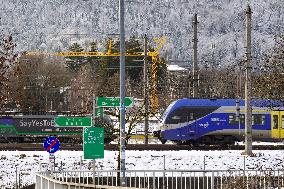 Trains At Kufstein Station In Austria