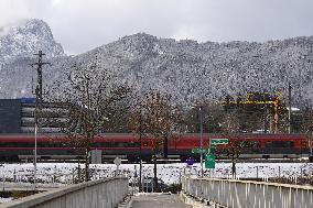 Trains At Kufstein Station In Austria