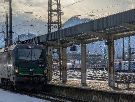 Trains At Kufstein Station In Austria