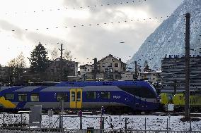 Trains At Kufstein Station In Austria