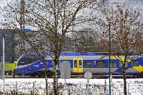 Trains At Kufstein Station In Austria