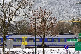 Trains At Kufstein Station In Austria