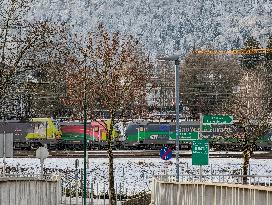 Trains At Kufstein Station In Austria